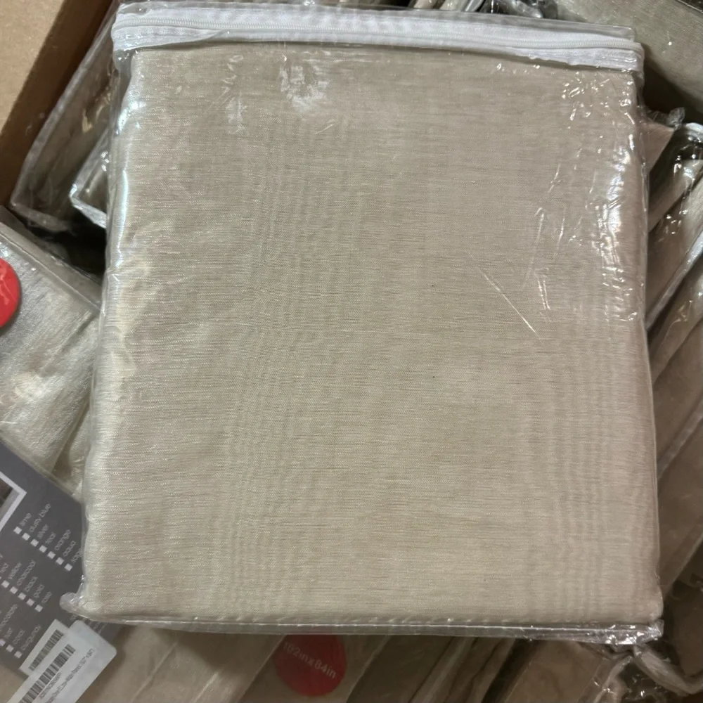 Caroline beige 1 panel linen textured with 16 grommets each